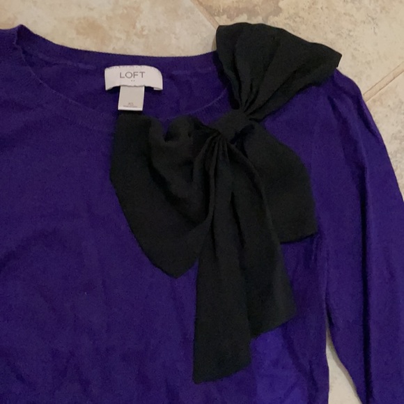 Loft Purple Sweater with Black Bow XS - Picture 2 of 2